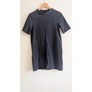 COS Women’s Minimalist Shift Dress Short Sleeve Mock Neck Navy‎ Modern Scandi